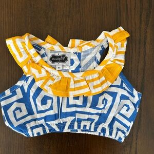 Mud Pie Kids Geometric Blue and Yellow Blouse